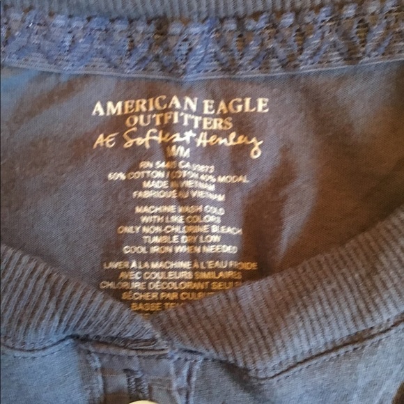3 - AMERICAN EAGLE SOFT HENLEY LONG SLEEVE T-SHIRT - Picture 6 of 8
